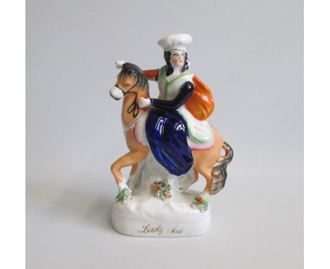 A Very Rare Early Staffordshire  Portrait Figure of Lady Sale on HorsebackDate circa 1842Size    18.5cm highCondition;  right