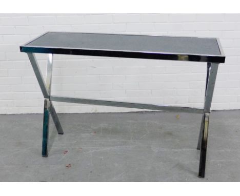 Chrome metal console table, 86 x 120cm 
