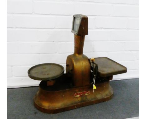The Verity vintage scales by Vandomes, patent number 128378, to weigh 10lb, with pan but missing weights and second pan