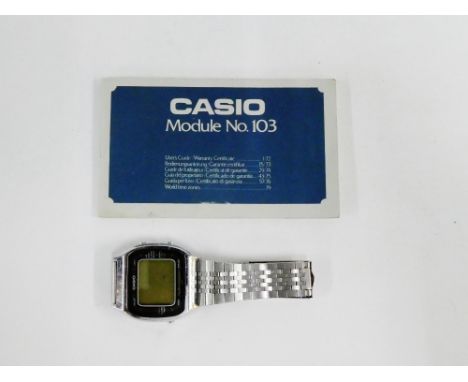 Casio Module No 103 vintage stainless steel wristwatch, with instruction booklet, serial number 089934 