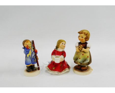 Three Hummel figures to include 'For Mother', 'Here ye, Here ye' etc., (3) 
