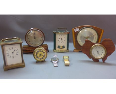 A French carriage clock and various other clocks and watches