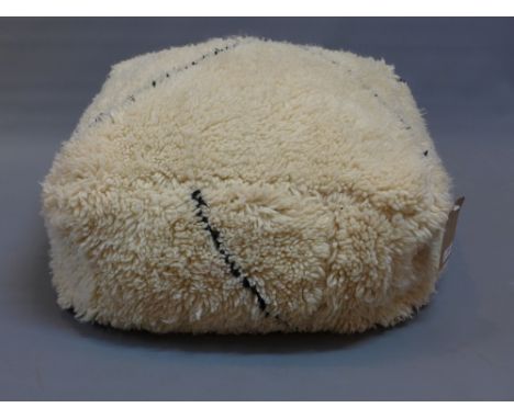 Moroccan Berber pouffe, lozenge design over cream design, approx.. 60x60cm