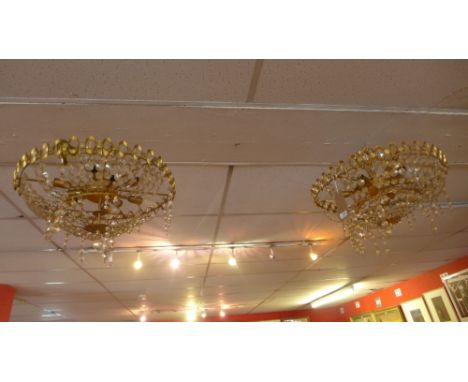 A pair of 9 light glass pendant chandelier. Diameter 60cm 