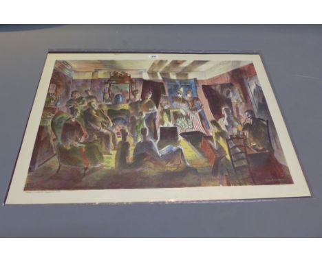 Barnett Freidman, a lithograph depicting a family gathering part of the contemporary lithograph series of 1938. 