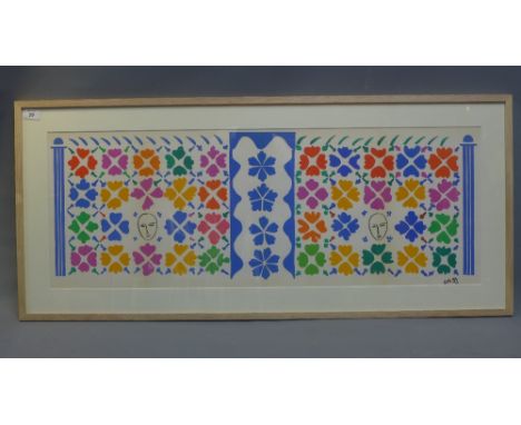 Henri Matisse (1869-1954), 'Decovation Masques', lithograph, 1954, monogrammed lower right. H.35cm W.95.5cm 