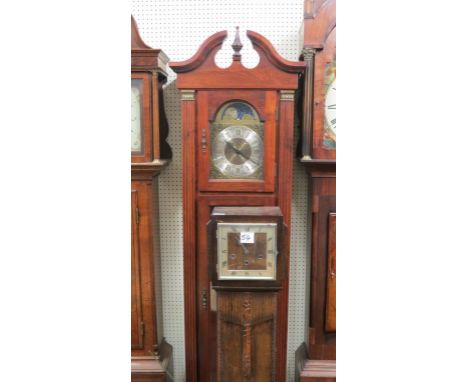 A period-style longcase clock, arched dial with moon-phases, chiming movement, with pendulum and weights, 6ft. 6in., together