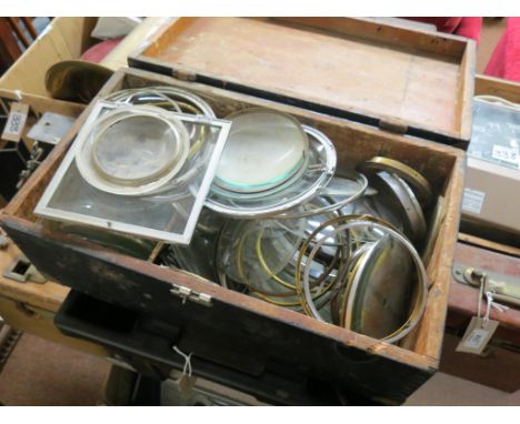 Two cased pigeon-racing timer clocks, a reproduction gramophone with brass horn, Avo-meter, etc., as viewed 