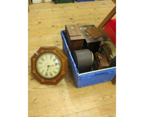 A 19th century octagonal dial clock, 8in. convex, painted wood dial signed Shortsingers, Belfast, post-framed 30-hour movemen