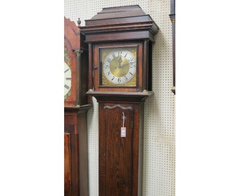 A Georgian-style 8-day longcase clock, 10.5in. square brass dial with silvered chapter ring, twin fusee movement striking on 