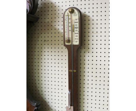 A mahogany stick barometer, I. Blatt, Brighton, with simulated ivory register plate, 35in.