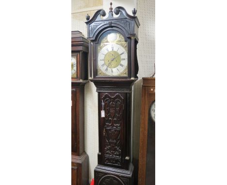 A George III 8-day longcase clock, 13in. arched brass dial signed Thompson, Chester, engraved dial centre with subsidiary sec