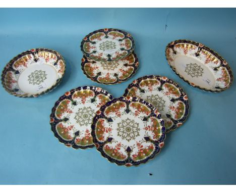 A group of Copeland Spode dessert dishes and plates in Imari colours, pattern no. 8872, (7).