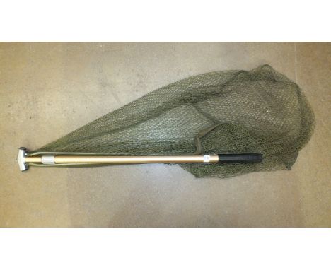 A large modern telescopic landing net and various vintage fishing rods, (a lot).