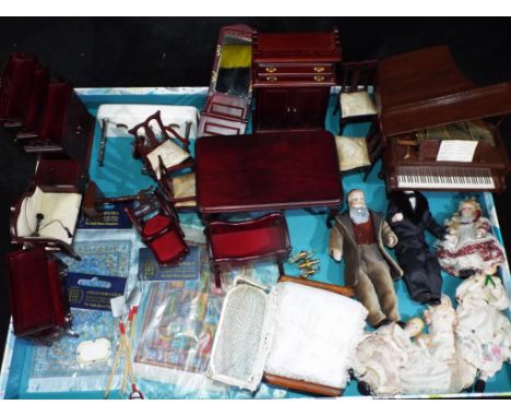 Dolls house furniture - a collection of wooden and ceramic dolls house furniture, collectors items by the Dolls House Emporiu