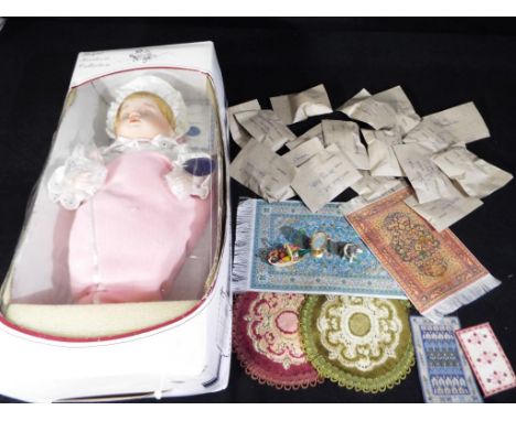 Dolls House Furniture - a quantity of good quality dolls house furniture and silk rug from the Dolls House Collection Emporiu