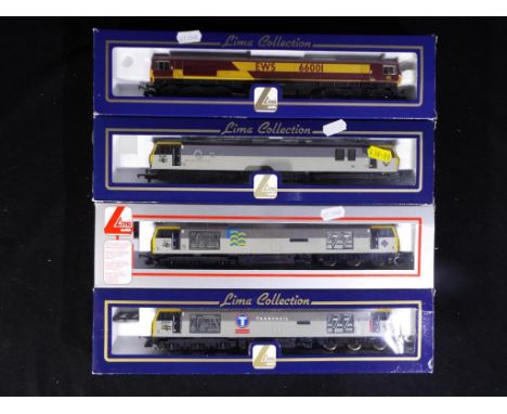 Model Railways - four Lima OO gauge diesel locomotives to include 204679 CL66 EWS 66001, 204893 CL92 Railfreight Beethoven 92