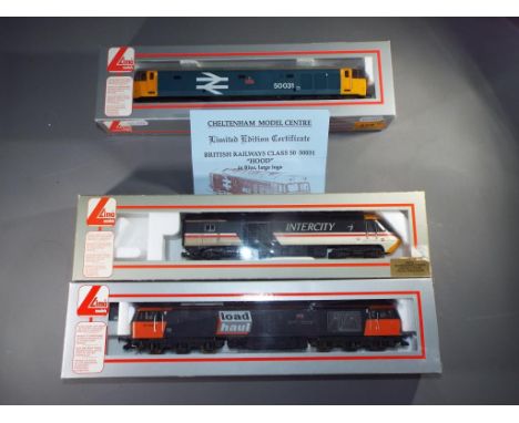 Lima - Three boxed Lima OO Gauge Diesel locomotives. Lot includes, 205011 Class 50, Op.No.50031 'Hood' in Blue Large Logo liv
