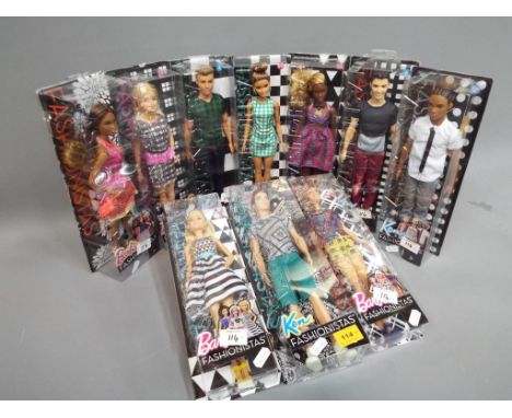 Barbie by Mattel - a collection of ten boxed Fashionistas Barbies dolls to include model numbers CFG20, DVX74, FNH42, DVX68, 
