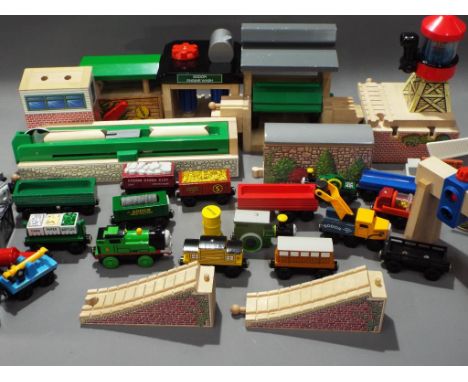 Thomas The Tank Engine - a quantity of Thomas The Tank Engine accessories to include metal Thomas Engine and a quantity of wo