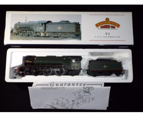 Bachmann - A boxed OO Gauge No.31-559 V2 2-6-2 Steam Locomotive and Tender. Op.No.60800 'Green Arrow' in BR green livery. Mod