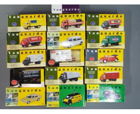 Model vans and cars - Vanguards - a quantity of scale model vans and cars in original boxes, models appear to be in good cond