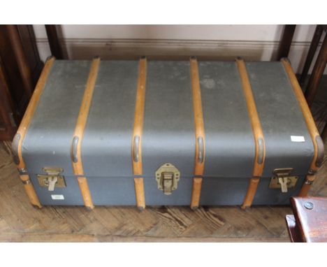 A vintage bentwood steamer trunk 