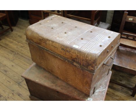 An early 20th Century metal travelling trunk