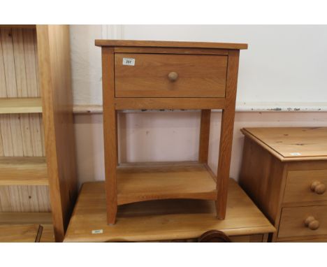 A modern light oak single drawer side cabinet