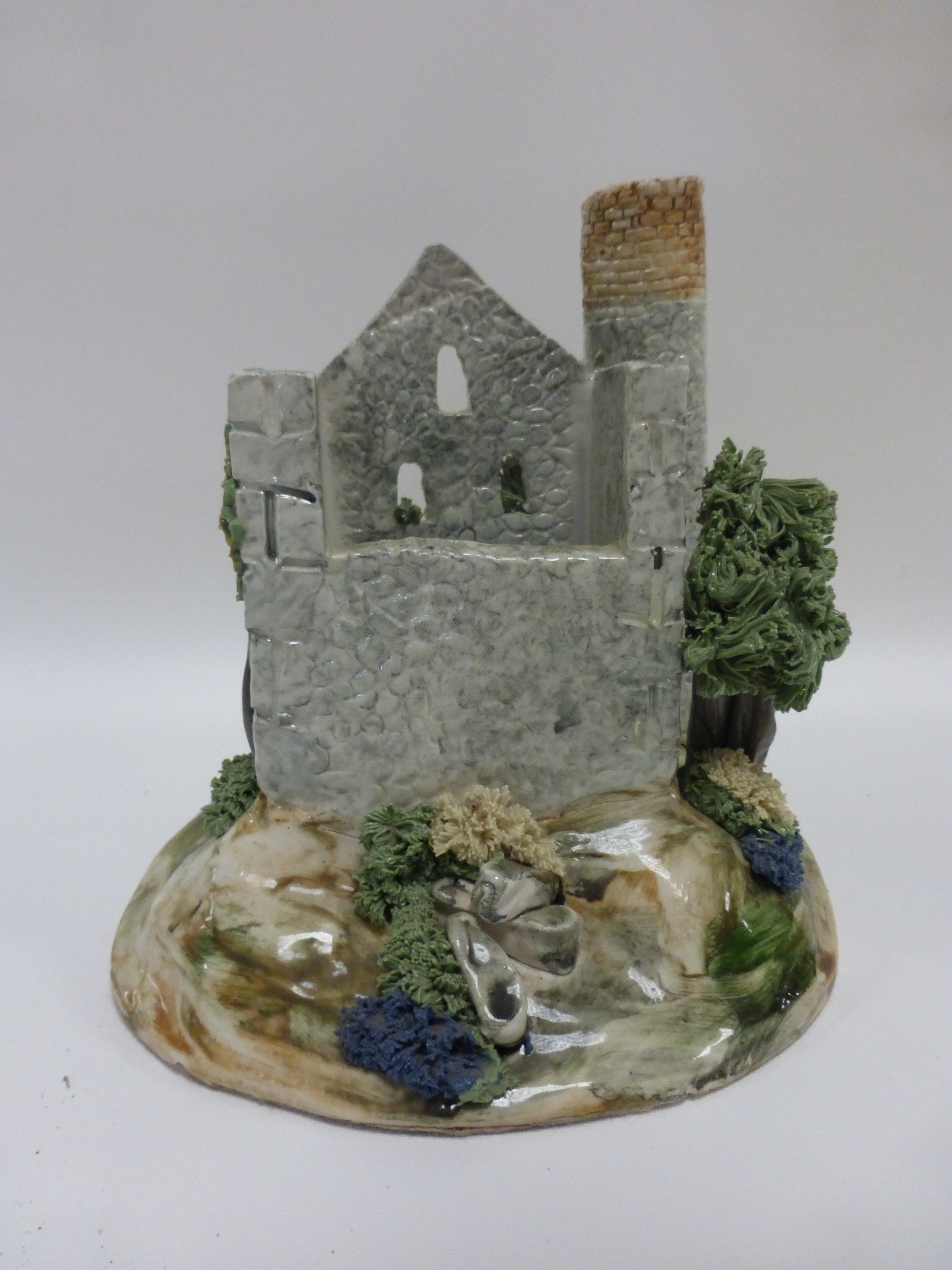 Studio pottery model of a Cornish tin mine engine house and a Langley