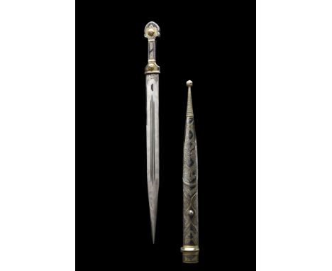 Caucase region possibly Chechnia or Dagestan, Ca. 1800-1900 AD.A beautiful example of a steel kama kindjal dagger featuring a