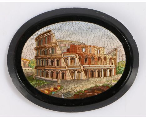 19th Century Italian Grand Tour micro mosaic panel, depicting the Roman Colosseum 53mm diameter&nbsp;