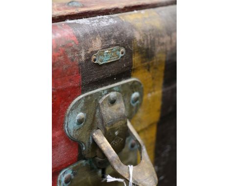 Crouch &amp; Fitzgerald Trunk, with White Star Line &amp; Cunard Steam Shipping Labels, the rectangular trunk with pine strap