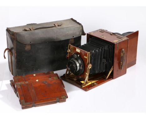 Early 20th Century Sanderson Tropical plate camera, with a W. Watson &amp; Sons of London lens, 8¾ inch Holostigmat in a comp
