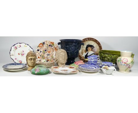 A quantity of various ceramics - including Copeland tea cups and saucers, a Clarice Cliff vase and sundry ceramics and decora