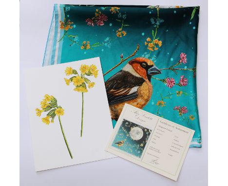 SCARLETT Alice - an original design silk scarf 'Hedgerow Galaxy', 90 x 90cm, together with branded gift tin and the original 