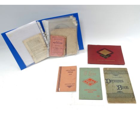 Twenty five various early 20th century motoring guides and pamphlets - including 1936 car price guide, 1935 Hillman Minx inst