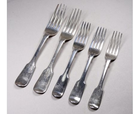 Two silver table forks - London 1837, William Theobalds, together with a silver dessert fork, London 1837, William Theobalds 