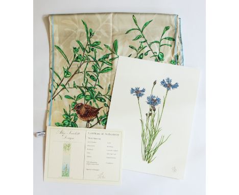 SCARLETT Alice - an original design silk scarf 'Misty Morning', 40 x 160cm, together with branded gift tin and the original h