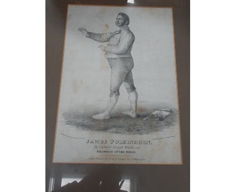 Cornish interest - early 19th Century lithograph depicting James Polkinhorn, 'The Celebrated Cornish Wrestler and 'CHAMPION O