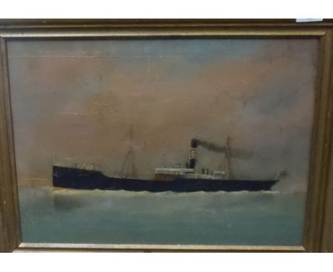19th CENTURY NORWEGIAN SHIP PORTRAITS Portrait of the steamship 'Rask'. Oil on canvas. 11' x 15.5'.