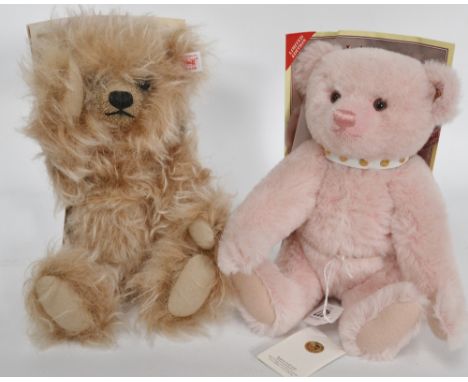 Modern Steiff bear 'Juliet' in pink alpaca mohair, certificates, together with another 'Little Grizzly' in long mohair, growl