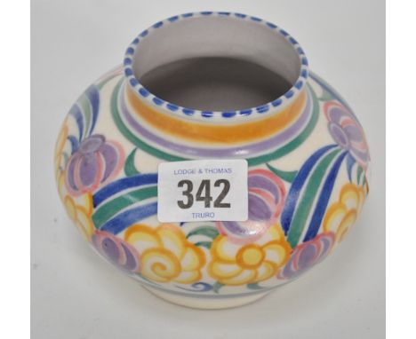Poole pottery Carter Stabler Adams squat ovoid vase, decorated in ZY pattern.