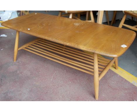 Ercol pale elm rectangular two tier coffee table.