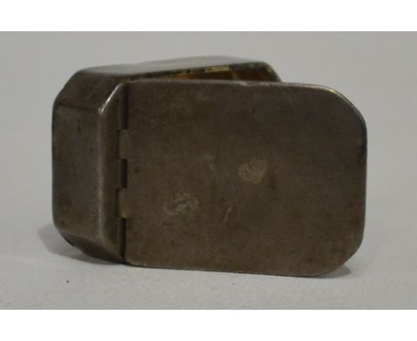 A George III silver rectangular snuff box of plain form, with canted sides, hinged to reveal a gilded interior, maker T.W., B