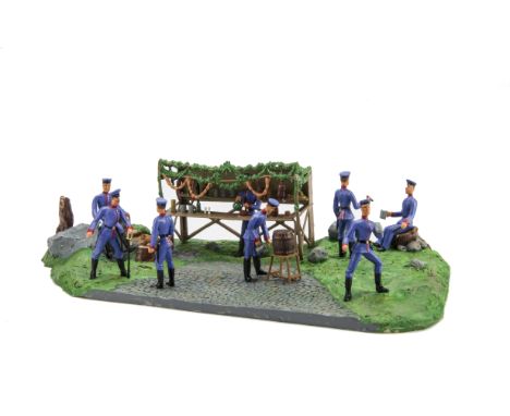 Superb recast of Haffner 'Bier Stand' 50mm scale scene of Prussian Army at rest,  produced in the 1980s by Erich Eder, German