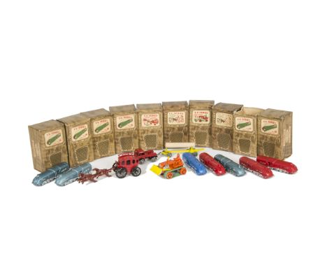 Benbros TV Series, No.16 Express Loco (6), No.8 Foden Timber Tractor, Stage Coach, No.10 Bulldozer, in original boxes, loose 