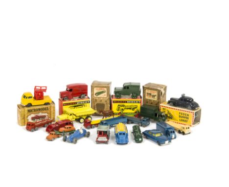 Benbros TV Series & Mighty Midgets, No.16 Express Loco, Log Cart, Mighty Midget No.28 Chain Lorry, No.23 Delivery Van, in ori