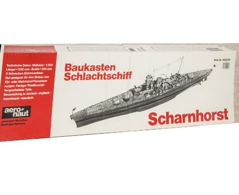 Aeronaut unmade kit German Battleship  'Scharnhorst' scale 1:200, with plans and instructions and complete fittings kit, in o