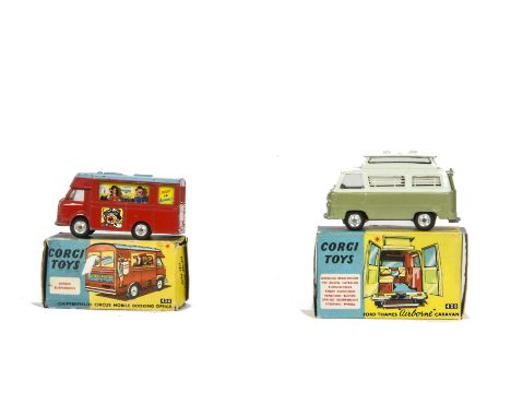 Corgi Toys 420 Ford Thames 'Airborne' Caravan, two-tone green, brown interior, spun hubs, in original box with Club leaflet, 